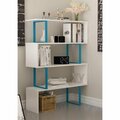 Decorotika 36 x 12 x 50 in. Adriana 4-Shelf Geometric Bookcase - Blue & White ADR50BCB04